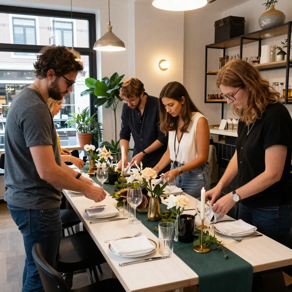 Het creatieve team in het atelier in Leiden